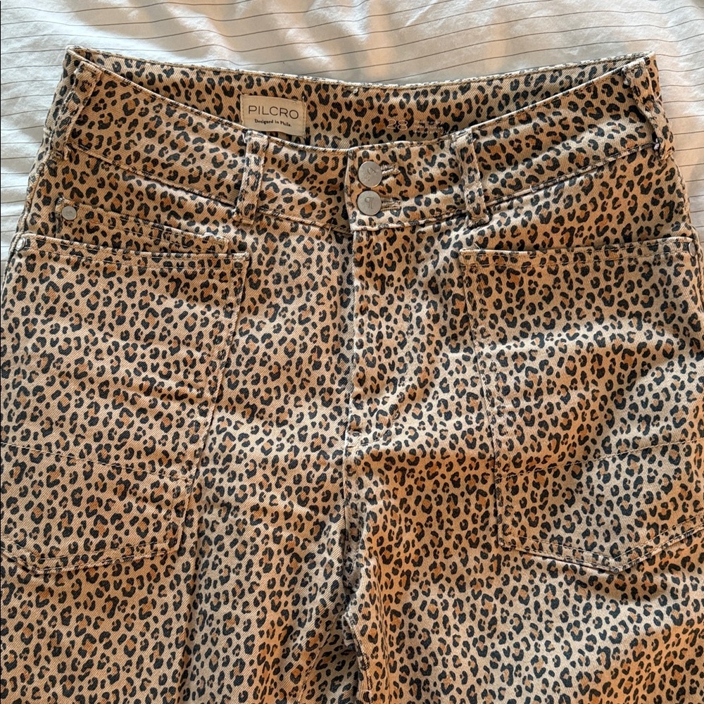 Pilcro Animal Print Jeans in Black and Tan